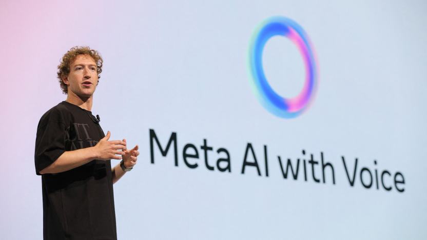 Meta CEO Mark Zuckerberg presents Meta AI with Voice, as he makes a keynote speech during the Meta Connect annual event, at the company's headquarters in Menlo Park, California, U.S. September 25, 2024. REUTERS/Manuel Orbegozo