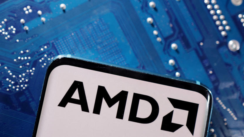 FILE PHOTO: A smartphone with a displayed AMD logo is placed on a computer motherboard in this illustration taken March 6, 2023. REUTERS/Dado Ruvic/Illustration/File Photo