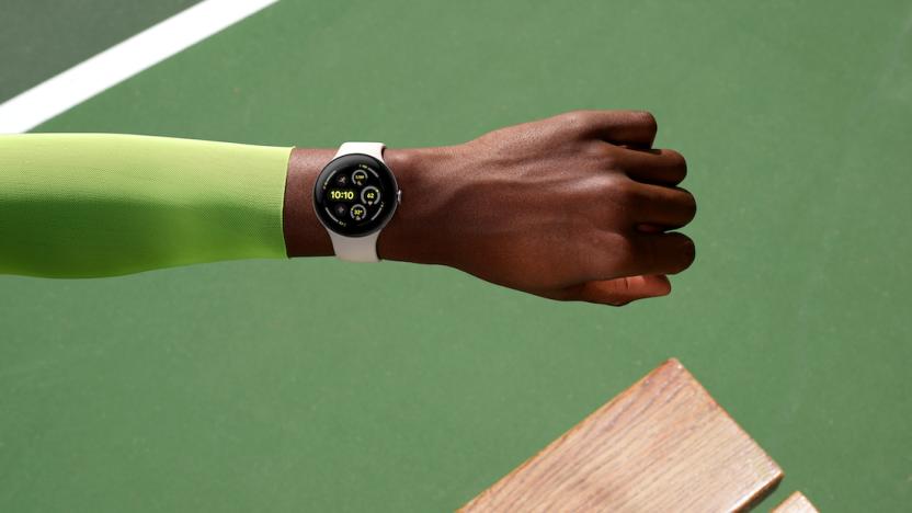 The new Google Pixel Watch 3 on a wrist. 