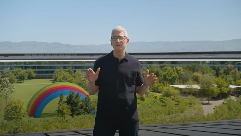 Tim Cook standing.