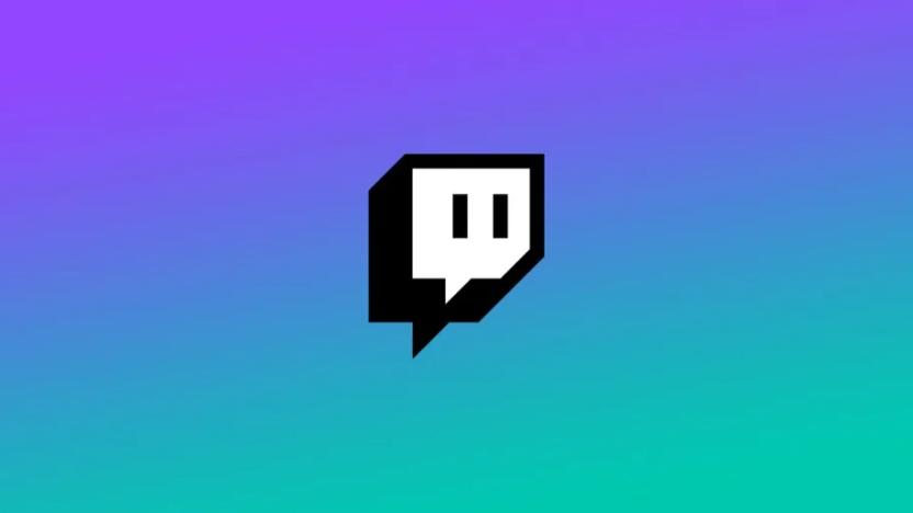 The Twitch logo against a blue and green background