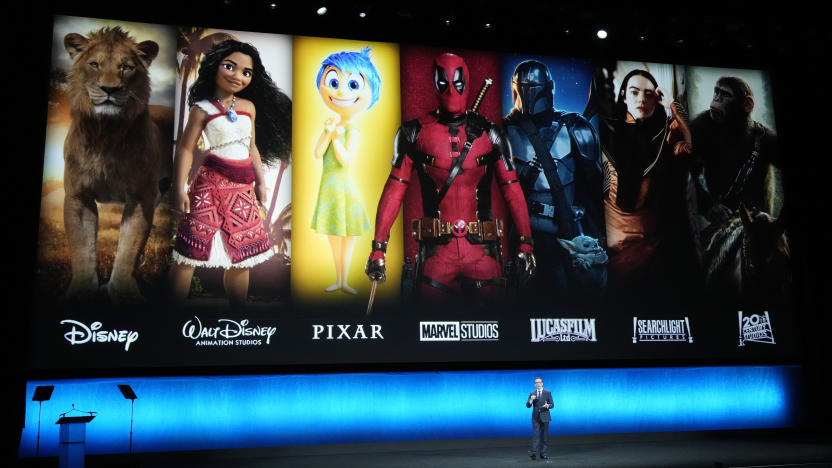 Tony Chambers, executive vice president of theatrical distribution for Walt Disney Studios, addresses the audience during the Walt Disney Studios presentation at CinemaCon 2024, Thursday, April 11, 2024, at Caesars Palace in Las Vegas. (AP Photo/Chris Pizzello)