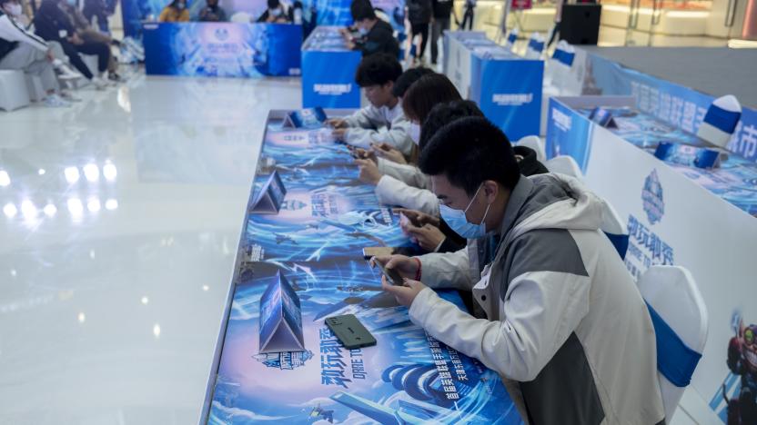 TIANJIN, CHINA - 2021/11/06: Young players are attending a competition of League of Legends.  League of Legends (LoL),  is a multiplayer online video game developed and published by Riot Games, very popular among Chinese young people. (Photo by Zhang Peng/LightRocket via Getty Images)