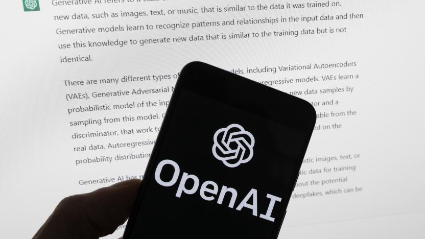 FILE - The OpenAI logo is seen on a mobile phone in front of a computer screen displaying output from ChatGPT, March 21, 2023, in Boston. A barrage of high-profile lawsuits in a New York federal court, including one by the New York Times, will test the future of ChatGPT and other artificial intelligence products. (AP Photo/Michael Dwyer, File)