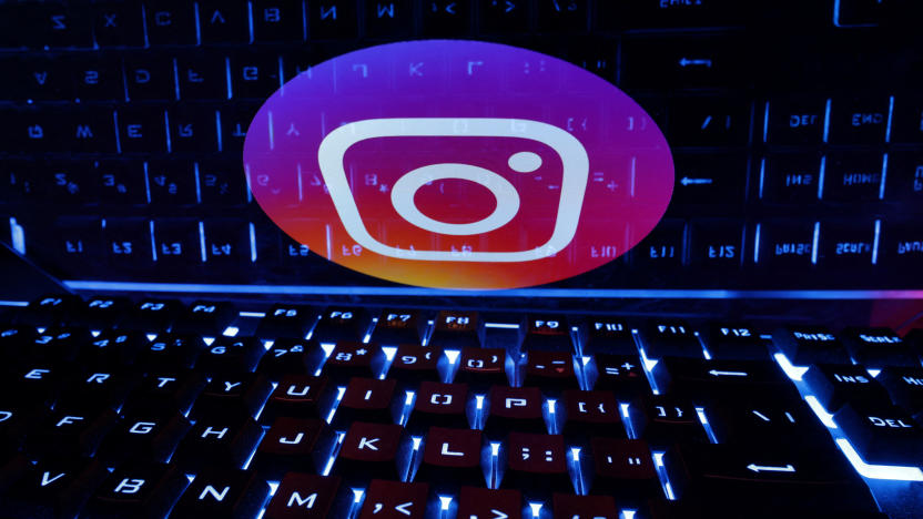 FILE PHOTO: A keyboard is placed in front of a displayed Instagram logo in this illustration taken February 21, 2023. REUTERS/Dado Ruvic/Illustration/File Photo