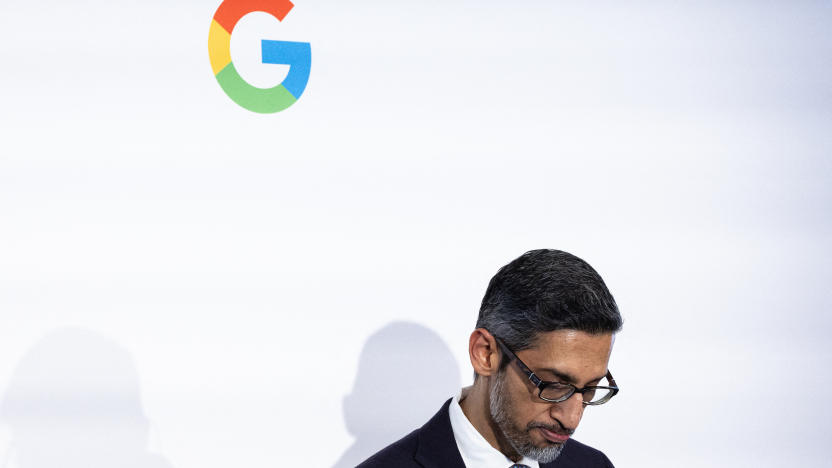 Alphabet Inc. and Google CEO Sundar Pichai speaks during the inauguration of a Google Artificial Intelligence (AI) hub in Paris on February 15, 2024. (Photo by ALAIN JOCARD / AFP) (Photo by ALAIN JOCARD/AFP via Getty Images)