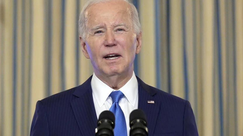 President Joe Biden speaks as he meets with law enforcement officials in the State Dining Room of the White House in Washington, Wednesday, Feb. 28, 2024. (AP Photo/Andrew Harnik)