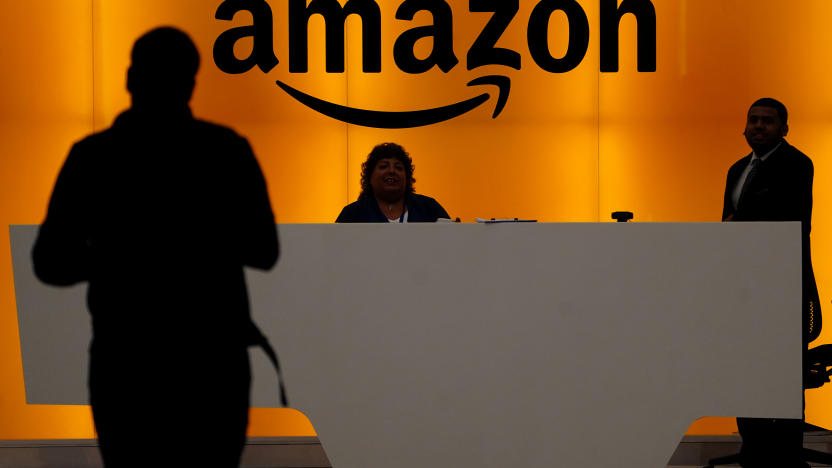 The front desk of the Amazon office is pictured in the Manhattan borough of New York, New York, U.S., May 1, 2019.   REUTERS/Carlo Allegri