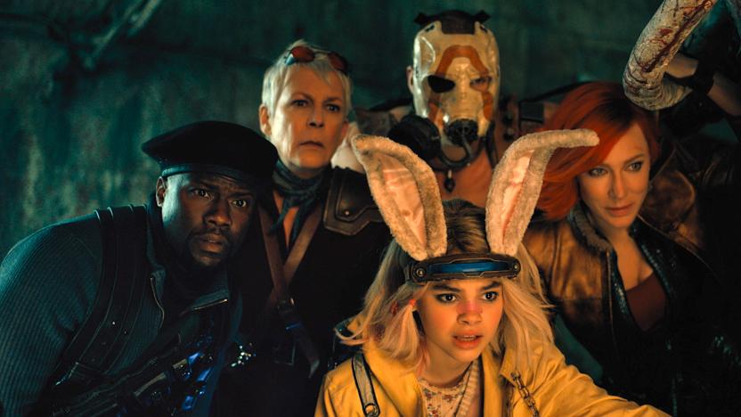 Kevin Hart as Roland, Jamie Lee Curtis as Tannis, Ariana Greenblatt as Tiny Tina, Florian Munteanu as Krieg, and Cate Blanchett as Lilith star in Borderlands.