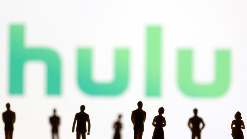 Toy figures of people are seen in front of the displayed Hulu logo, in this illustration taken January 20, 2022. REUTERS/Dado Ruvic/Illustration